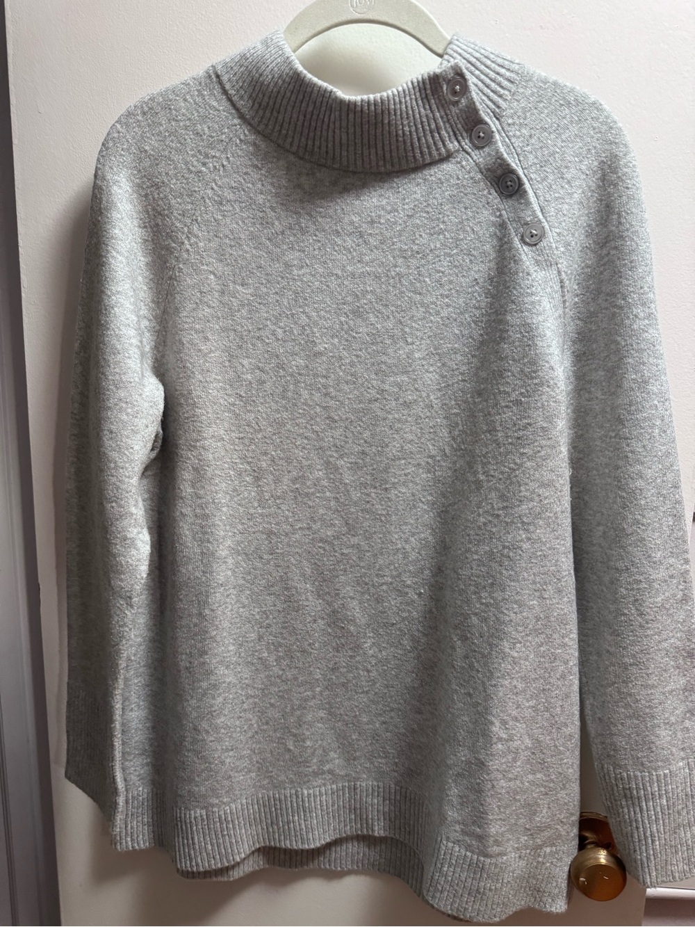 Bundle 4 $10 items for $30 Talbots Gray Ribbed High Neck Button-Shoulder Sweater